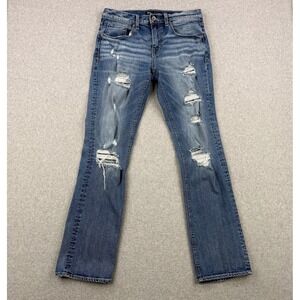 BKE Jeans Mens 32x32 Blue Jake Straight Stretch Distressed Whiskering Denim